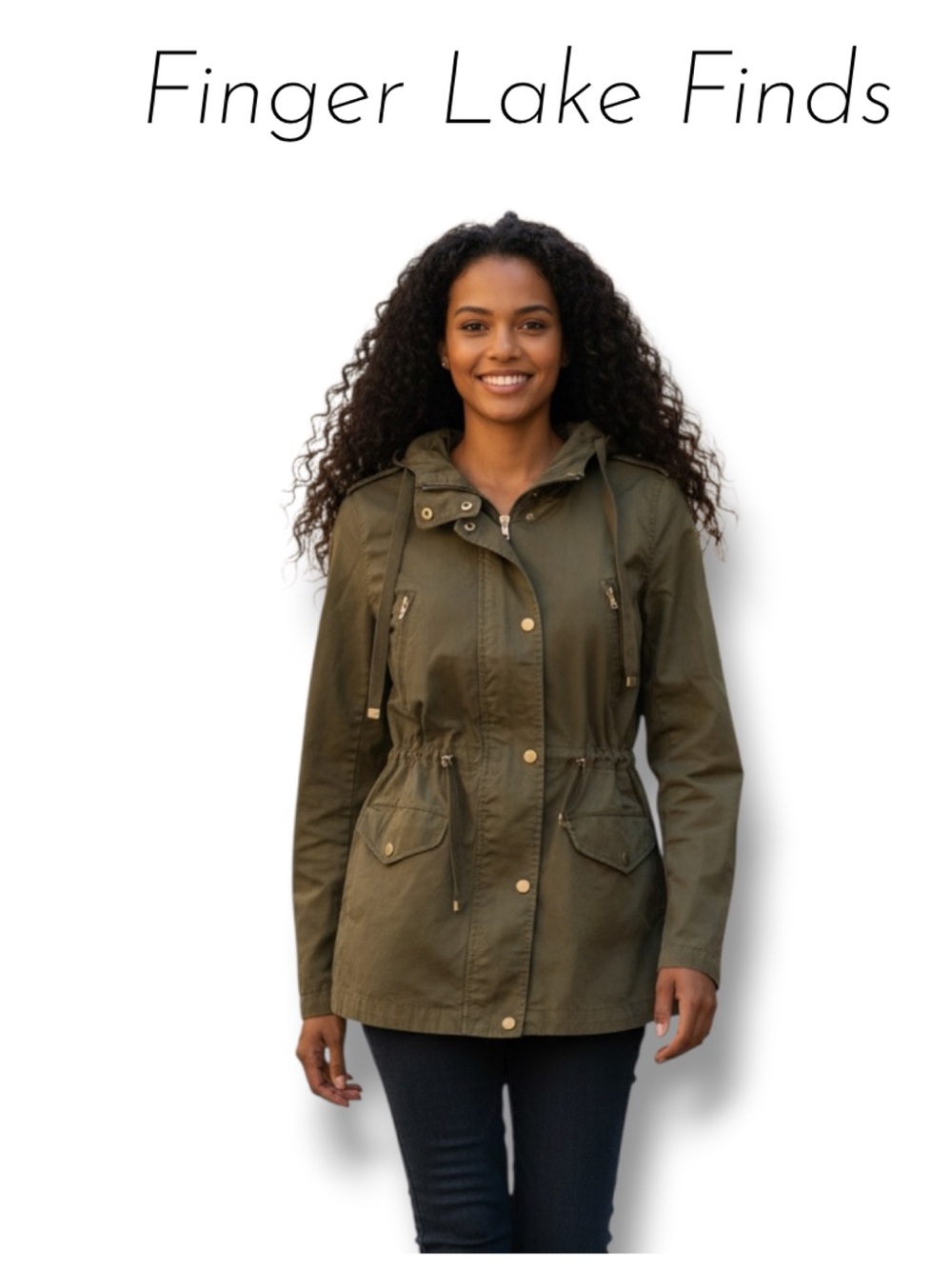 Love Tree Hooded Cotton Utility Jacket, M
